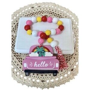 Summertime Hello Beaded Garland, Tier Tray Decor, Farmhouse Decor, Beach Decor